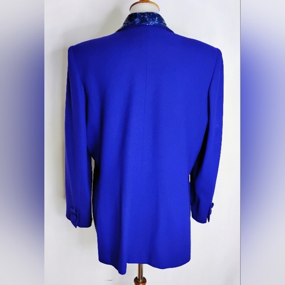 VINTAGE NOLAN MILLER STUNNING ROYAL PURPLE BEADED JACKET - Picture 3 of 12